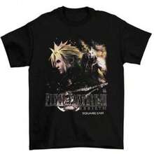 Summer Outfits VII Cloud Strife T-Shirt, Aesthetic Graphic Design Of The Main JRPG Character On Black Cotton, Fun, Sexy,  And Personalized, Opaque Fabric, Must-Have Back To School Gift, Unisex T-Shirt, 1 Piece, Unisex T-Shirt, Matching Family Sets, Loose Fit, Suitable For Daily Gatherings - 黑色 - 查看 7