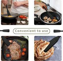 Set di 2 spatole in silicone, resistenti al calore fino a 230 °C, antiaderenti, ideali per cucinare padelle, uova, bistecche e pancake. - nero - Visualizzare 5