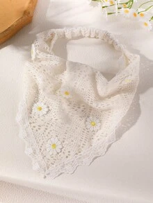 1 chiếc băng đô nữ, kiểu Pháp thanh lịch với họa tiết hoa hướng dương, phụ kiện tóc co giãn phù hợp cho sử dụng hàng ngày, dự tiệc, đi biển. - Màu be - Xem 4