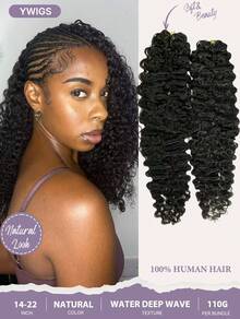 Y WIGS Deep Wave Pre-Looped Crochet Human Hair 100% Remy Hair Extensions 14-22 Inch 55g Protective Hairstyle Crochet Hair - Natural Black - View 11