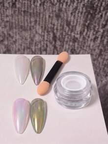 Upgraded High Elasticity Mesh Jar Ice Translucent Iridescent Holographic Aurora Nail Powder Precise Powder Extraction Shiny Nail Glitter Powder With Dual-Ended Sponge Applicator For DIY Nail Art Manicure Decoration(0.5g/Bottle) - Multicolor - View 5