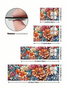 1pc Floral Pattern Non-Slip Oil-Proof Kitchen Mat, Simple Rectangular Waterproof Stain-Resistant Rug, Suitable For Living Room, Bedroom, Hallway, Bathroom And Laundry Room, Polyester Fiber Carpet For Indoor And Outdoor Home Decor - Multicolor - View 6