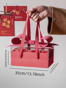 1/2/3 piezas Caja de regalo grande con lazo 3D y ventana transparente, caja de embalaje de regalo portátil y transparente con asa para el Día de San Valentín, cumpleaños & entrega de regalos - Multicolor - Ver 11