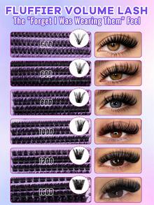 800-Piece D-Curl Voluminous Segmented False Eyelash Kit (Mixed 50D–150D Styles) - High-Capacity Beginner Set With Full Tool Kit For Soft, Natural Eye Looks And Versatile Styling Needs - Black - View 7