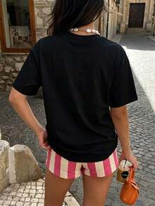 Talla unisex. Camiseta de manga corta con cuello redondo y corte holgado de Wo's, estampado gráfico divertido de tequila salado, camiseta casual, tela premium transpirable de 270 g, agradabl - Negro - Ver 3