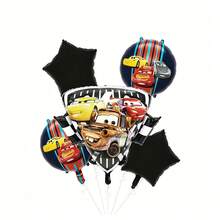 MINISO Cars 5-Piece Balloon Set, Lightning McQueen And Friends Cartoon IP Star And Round Balloons For Birthday Party, Home, Holiday, Festival Celebration, Photo Background, Fun Whimsical Design, Colorful Durable Material, Easy Setup, Perfect For Family Gatherings And Special Occasions - View 8