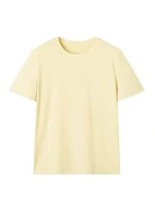 Set Of 3 Minimalist And Casual Summer Short-Sleeved Crew Neck T-Shirts, Versatile And Fashionable Tops For Women - 粉紅色,黃色和米白色. - 查看 6