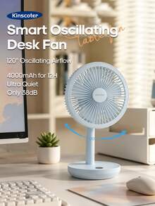 kinscoter 1 quạt điện để bàn di động sạc được 4000mAh, có chức năng xoay, dùng cho điều hòa không khí, quạt bàn sạc điện, điều hòa không khí ngoài trời cho văn phòng, phòng ngủ, khách sạn. - Quạt bàn - Xem 11