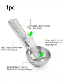 1/3pcs Stainless Steel Ice Cream Scoop, Creative Ice Cream Scoop, Spring-Back Scoop, Fruit Scoop - Silver - View 11