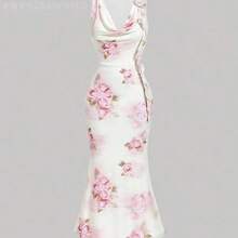 Soqi Women's Clothing Vestido decorativo con flores 3D románticas - Multicolor - Ver 6