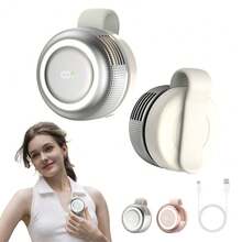 SULVGO 360° Rotatable Personal Clip-On Fan, 2000mAh Rechargeable, Turbo Fan Blades With High Airflow And Low Power Consumption, 3-Level Color Adjustment And Dimming Night Light, Digital Display, Durable Memory Silicone Clip, Suitable For Desk/Waist/Backpack - Clip-on - View 2