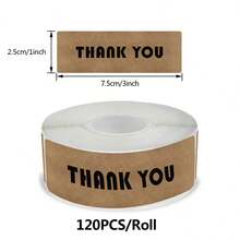 120pcs Kraft Paper Thank You Self-Adhesive Roll Stickers, Rectangular 3x1 Inch, 6 Styles Available, Red Heart, Flower, Envelope English Thank You For Your Order Rectangular Seal Stickers, Baking DIY Decoration, PVC Self-Adhesive - Kraft Paper Thank You - View 12