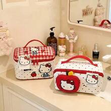 SANRIO 官方授權三麗鷗系列紅蘋果 Hello Kitty 化妝包，可愛刺繡圖案，精湛工藝，大容量收納袋，多款可選 - 查看 4