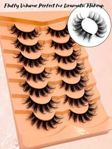 Asiteo 7 Pairs D-Curl Voluminous Faux Mink Eyelashes, Luxurious 3D Dimensional Effect, Create Dramatic Makeup Look, Reusable, Multi-Layered Design, Easy To Apply - Fluffy Lashes - View 5