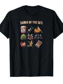 Camiseta de banda popular de los 90 con diseño retro - Negro - Ver 1