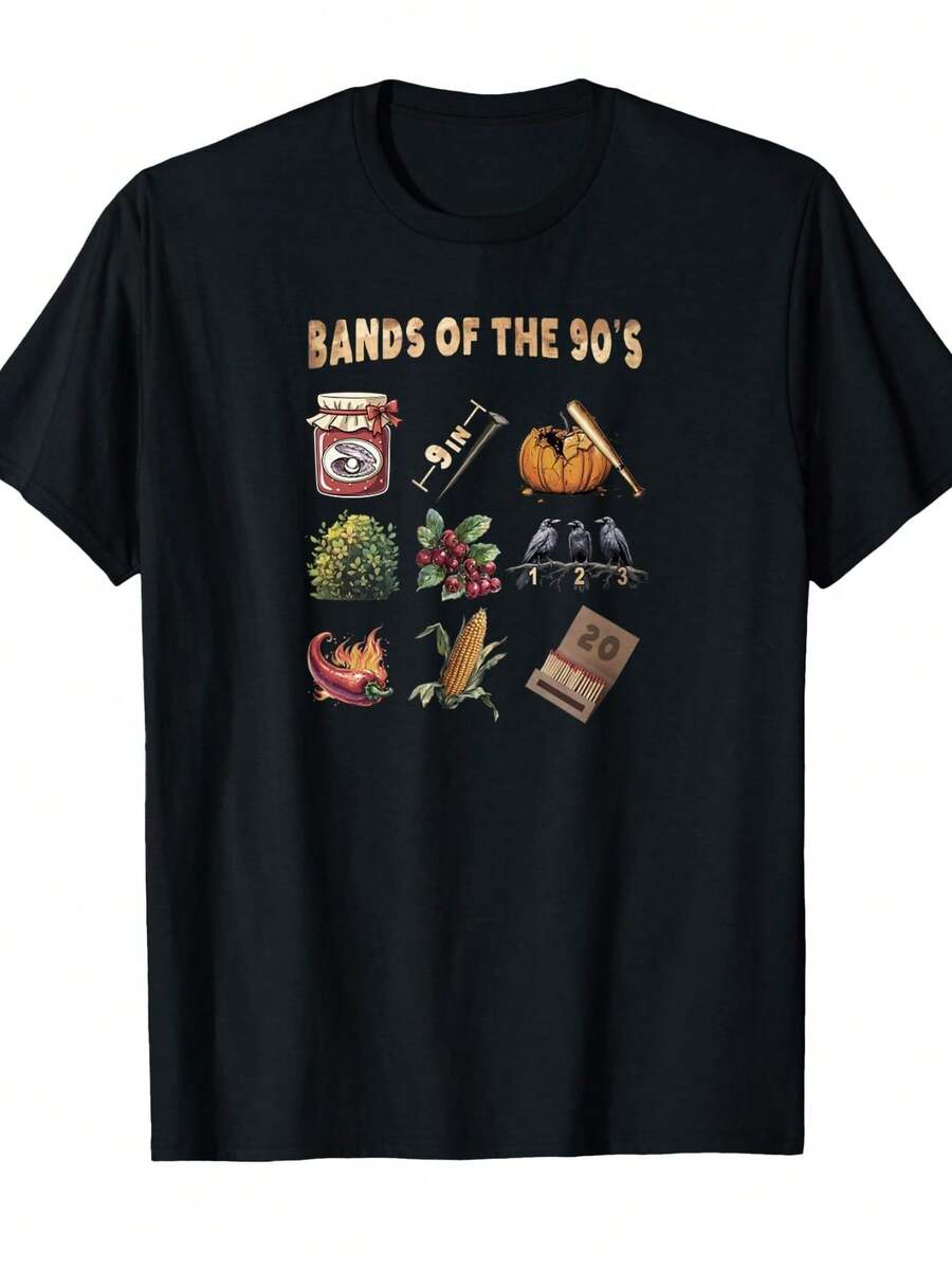 Camiseta de banda popular de los 90 con diseño retro - Negro - Ver 1