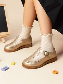 Girls Mary Jane Ballet Flats – School Uniform Dress Shoes For Toddler & Little Girls(Back To School Shoes) - Vàng - Xem 2