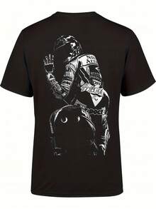 Men's And Unisex Retro Racing T-Shirt With Collectible Racing Number, Slightly Stretchy Fabric Suitable For Track Days, Motorcycling And Casual Wear, Iconic Racing Design, Loose And Comfortable - Black - View 1