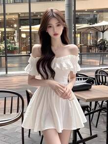 Women Short Dresses - White - View 1