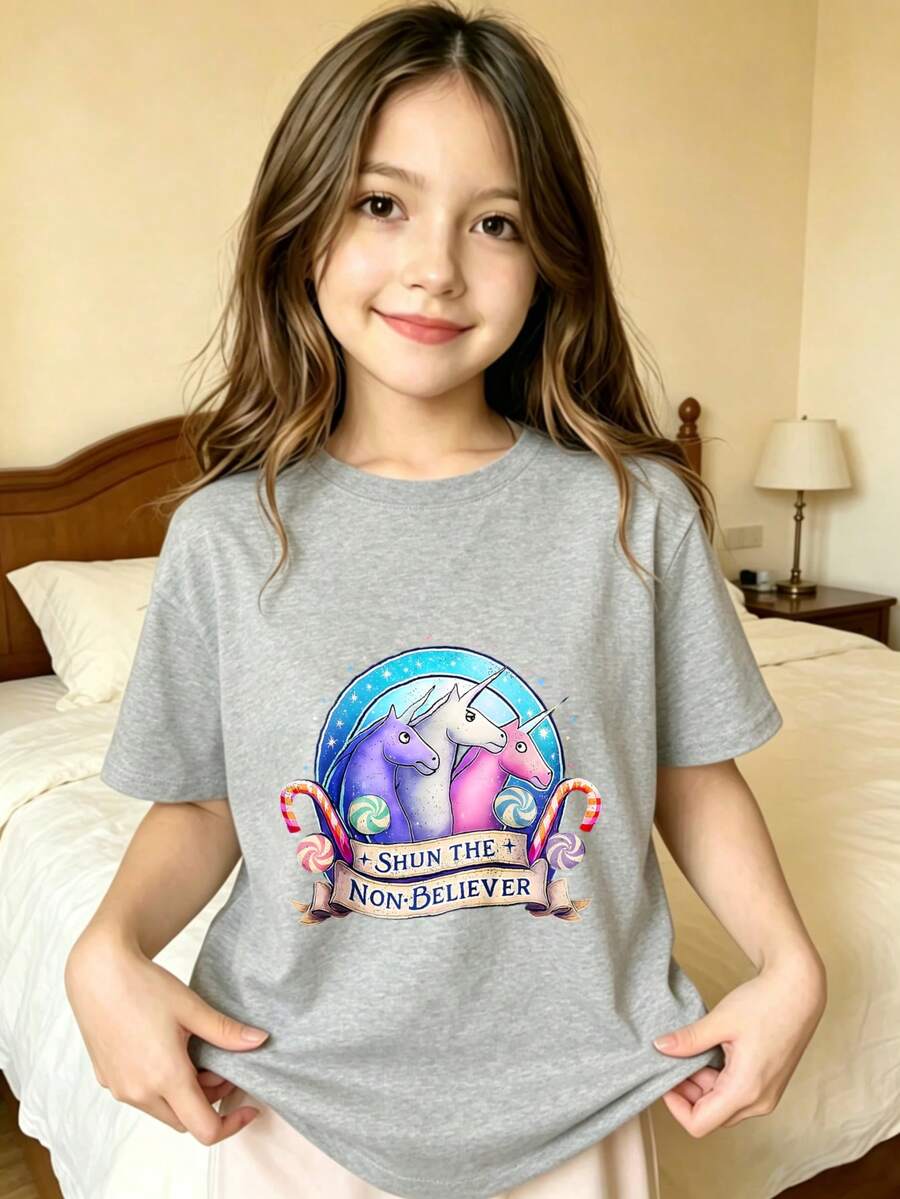 Unicorn Magic Wards Off The Nonbeliever Girls' T-Shirt - Grey - View 1