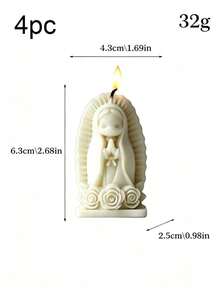 Bộ 4 nến thơm thủ công hình Đức Mẹ Guadalupe, tượng bé gái cầu nguyện dễ thương, đế hình trái tim/hoa hồng, nhiều màu sắc và hương thơm, trang trí nhà cửa, quà tặng tiệc tùng ngày lễ. - Một cỡ - Xem 21