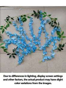 1pc 10 Stems 190cm/74.8in Artificial Wisteria Vine Garland In Blue, Purple, White, Pink, Yellow, Suitable For Wedding Arch, Party, Garden, Home Decor, Holiday Gift. Wedding Decoration, Beautiful Room Decor, Home Decor, Valentine's Day, Birthday, Graduation Gift - Baby Blue - View 11