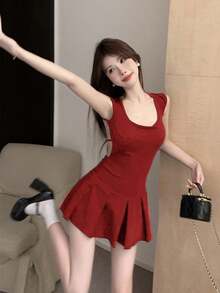 Women Midi Dresses - Red - View 9