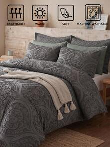 2/3pcs Gray Hollow Design Bedding Set - Includes 1 Duvet Cover And 1/2 Pillowcases (Inner Filling Not Included), Cute Fresh Bohemian Country Style, Lightweight And Breathable, Machine Washable - Grey - View 7