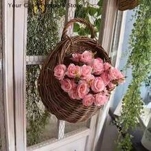 Vaso da fiore da parete in rattan intrecciato fatto a mano, cesto in rattan intrecciato, vaso per piante rampicanti da giardino, vaso da fiore da parete - Intreccio di bambù - Visualizzare 5