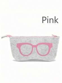 1pc Fashion Multicolor Eyeglasses Pattern Felt Zipper Eyeglasses Case, Portable Lightweight Unisex Eyewear Storage Bag, Shock-Proof Protection, Suitable For Travel, Business, Daily Use, Outdoor, 5 Color Options - Multicolor - View 14