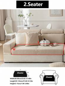 1pc Stretch Sofa Cover, Non-Slip Full Coverage Sofa Seat Cover, All Season Universal Sofa Cushion Cover, Fabric Thickened Sofa Blanket, Machine Washable, Dust-Proof, Pet-Friendly, Adjustable For Bedroom, Office, Living Room Combination And L-Shaped Sofa And 1/2/3/4 Seater - Khaki - View 20