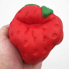 1pc Creative Realistic Red Strawberry Squishy, Soft Slow Rebound Stress Relief Toy, Fine Hand Exercise Soft Pressure Relief Prop, Suitable For Office Relaxation, Relieve Stress, Release Emotions Essential Tool, Irresistible Stress Relief Tool For Men And Women, Strawberry Leaf Color Random - Red - View 6