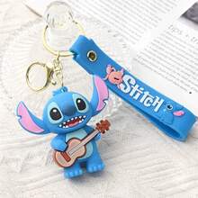 1pc Cartoon Flowers Stitch Keychain Cute PVC Soft Plastic Doll Pendant Stitch Car Bag Keychain - Multicolor - View 9
