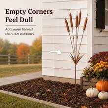Rustic Rusted Metal Cattail Garden Decor - Yard Ornament. This Rusted Metal Cattail Stake Will Add Natural Charm To Your Garden. - A - View 7