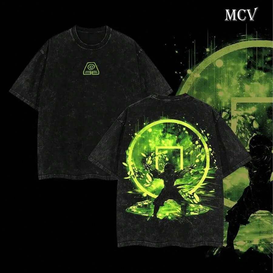 New Retro Heavyweight T-Shirt With Comfortable Fabric. Popular Retro T-Shirt [COLLECTION] Limited Edition Anime T-Shirt - Aang, Katara, Zuko, Toph Beifong From The Last Airbender. Double-Printed, Unisex, Oversized, Lightweight Cotton T-Shirt With An Acid Wash Effect-The Best Gift For Anime Fans. The Perfect Gift For Friends. - 黑色 - 查看 1