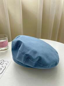 1件女款素色貝雷帽，柔軟輕盈復古法式貝雷帽，經典藝術家畫家帽，休閒日常街頭時尚貝雷帽，適合女孩配戴 - 彩色 - 查看 13