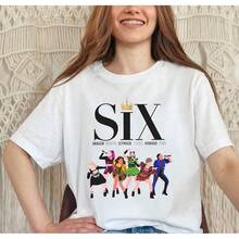 Short-Sleeved T-Shirt For Young Women (Girls And Boys) And Plus Sizes, 2026, Featuring Six Elements Of Musical Theater, Drama Theme, Women's Clothing - Stretch Polyester Blend, Machine Washable, Summer Casual Wear, Summer T-Shirt, Casual Fashion For Young Girls, Creative, Personalized, Refreshing, Minimalist, High-End, Cool, Graphic Print Of Virtual Girl Group Characters, Comfortable Basic T-Shirt, Cozy Styles Suitable For All Seasons, Pop T-Shirt, Rocker Top For Kids, Tops For Children, Star T-Shirts For Girls, Father-Son Sets, Anime Merchandise, Valentine's Day Gifts, Birthday Gift. - 白色 3 - 查看 12