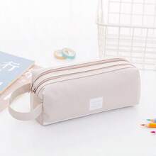 1pc Double Zipper Pencil Case, Large Capacity Stationery Storage Bag, Back To School Pencil Pouch - Multicolor - View 3