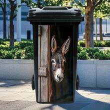 1pc Donkey Peeking Barn Door Trash Can Sticker - Self-Adhesive Farmhouse Decor, Curious Eyes, Removable PVC Window Decor, Suitable For Plastic Bins, Sheds, Living Room, Bathroom - Rustic Home Decor, Donkey Themed Decoration - A - View 2