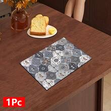 1 pieza Estera de secado de platos absorbente con patrón floral de diamante vintage, decoración del hogar, apta para máquina de espresso, fregadero, grifo, baño, accesorios de cocina - Multicolor - Ver 16