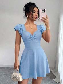 Vestido elegante y brillante para mujer - Celeste - Ver 3