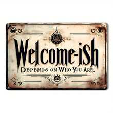 Placa de metal retrô charmosa "Welcome" (1 unidade) - 20,07 cm x 30,23 cm | Ideal para casa, café, bar, garagem e decoração externa. A placa possui furos pré-perfurados conforme mostrado na imagem. - Multicolorido - Ver 6