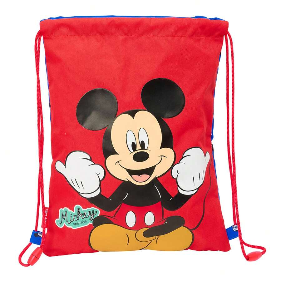 Safta | Junior Disney Mickey Mouse Sports Sack School Drawstring Backpack For Kids For Back To School, Interior Pocket With Zipper, Anti-Strangulation Reliable Closure - Good Day - View 1