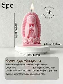 10/5/1件装，两种款式可爱圣母玛利亚，心形/玫瑰底座 | 祈祷女孩香氛蜡烛，摄影道具背景，节日家居装饰，家庭聚会，派对礼物，手工模制，4种颜色和香味可选 - 祈禱少女 - 查看 17