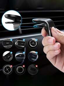 1pc L-Shaped Magnetic Car Air Vent Phone Holder, Convenient For Navigation, Great Travel Companion, Stylish Car Storage Solution, Suitable For Holiday Road Trips, Thanksgiving And Christmas Travel - Multicolor - View 3