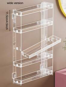 1pc Cosmetic Storage Rack, Wall-Mounted Display Shelf, Multi-Functional Wall-Mounted Shelf, Transparent Plastic Material, Detachable, 3/4/5 Layers, Suitable For Bathroom Storage, Bedroom Storage, Anime Badge/Pin - Clear - View 10