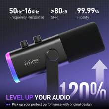 Micrófono dinámico USB/XLR adecuado para podcasting, juegos de PC/computadora, transmisión en vivo, con iluminación RGB, botón de silencio, conector para auriculares, soporte de escritorio, micrófono de canto profesional - FIFINE AM8 (versión global) - Ver 4