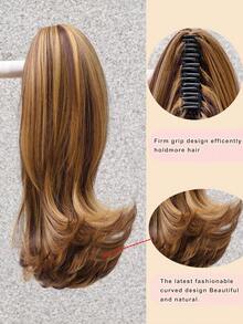 Women's Ponytail Clip-On Synthetic Hair Ponytail, Heat Resistant Fiber Hair, Dark Brown With Highlights - 挑染棕色 - 查看 3