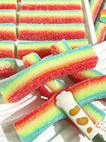 Creative Realistic Sour Rainbow Gummy Squeeze Toy - Stretchable Sour Gummy Texture, Slow Rebound Pressure Release Toy, Realistic Candy Shape For Adult Sensory Relaxation And Emotion Release - Multicolor - View 5