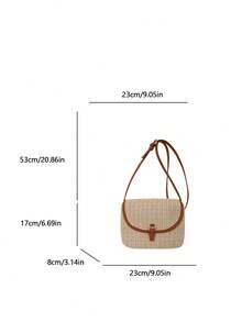 New Fashion Straw Bag, Shoulder Crossbody Bag, Versatile Stylish Straw Saddle Bag For Women - Brown - View 3